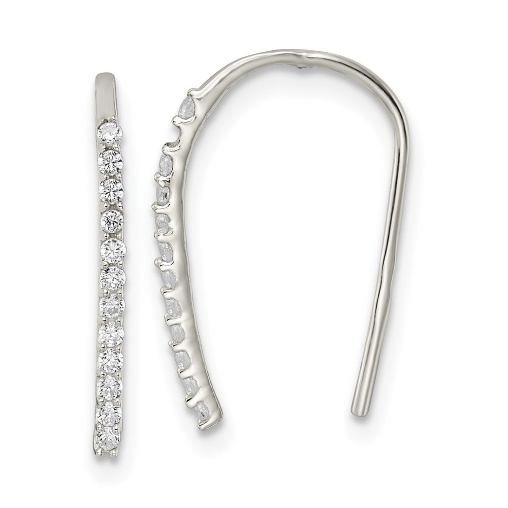 QE16221 Sterling Silver Polished CZ Threader Earrings