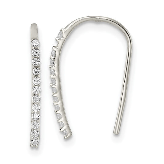 QE16221 Sterling Silver Polished CZ Threader Earrings