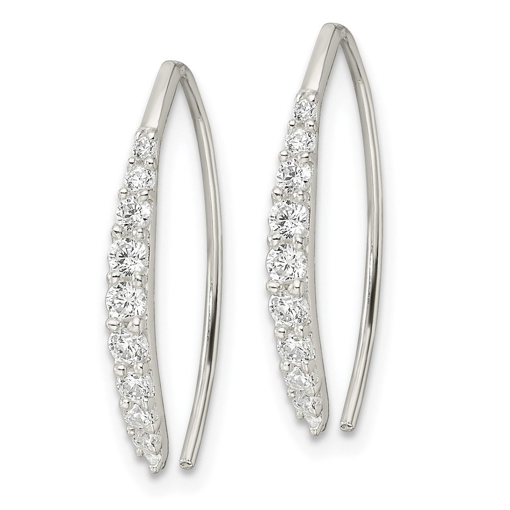 QE16222 Sterling Silver Polished CZ Threader Earrings