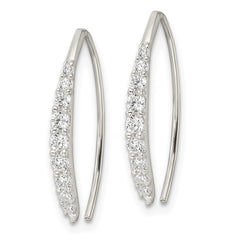QE16222 Sterling Silver Polished CZ Threader Earrings