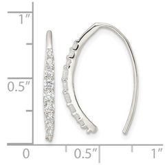 QE16222 Sterling Silver Polished CZ Threader Earrings