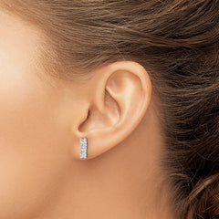 QE16229 Sterling Silver Polished Three CZ Post Earrings