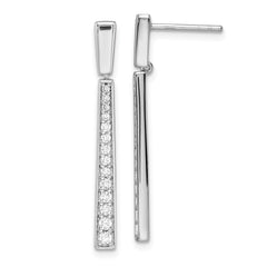 QE16233 Sterling Silver Rhodium-plated Polished CZ Tapered Post Dangle Earrings
