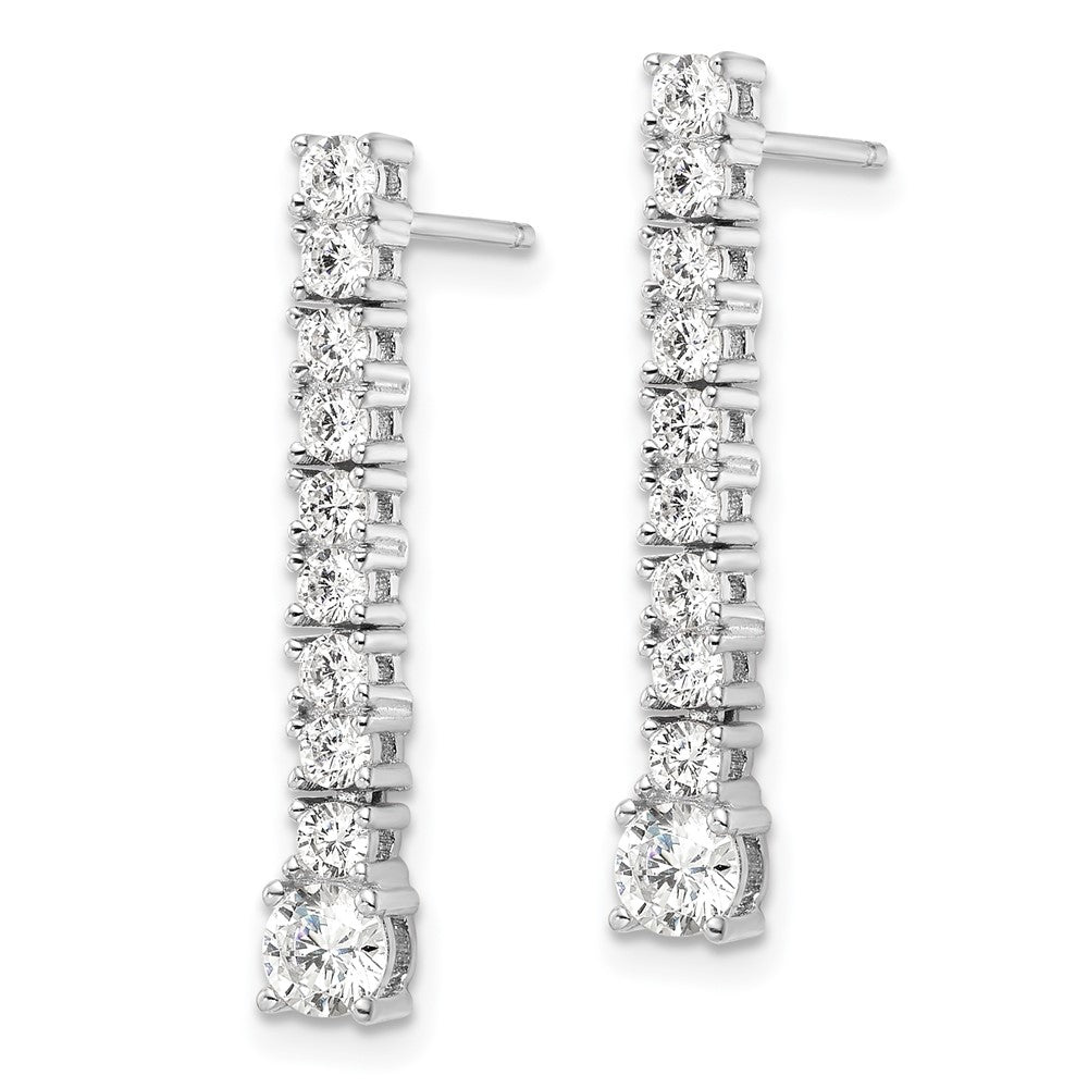 QE16243 Sterling Silver Rhodium-plated Polished CZ Post Dangle Earrings