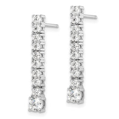 QE16243 Sterling Silver Rhodium-plated Polished CZ Post Dangle Earrings