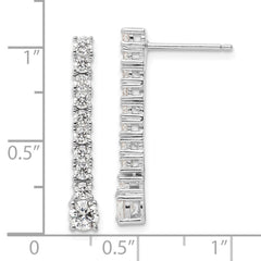 QE16243 Sterling Silver Rhodium-plated Polished CZ Post Dangle Earrings