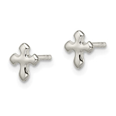 QE1626 Sterling Silver Polished Cross Earrings