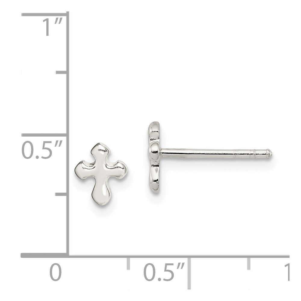 QE1626 Sterling Silver Polished Cross Earrings