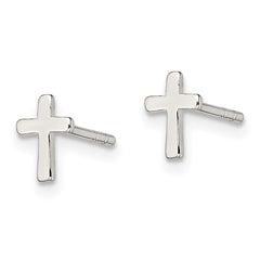 QE1632 Sterling Silver Polished Latin Cross Post Earrings