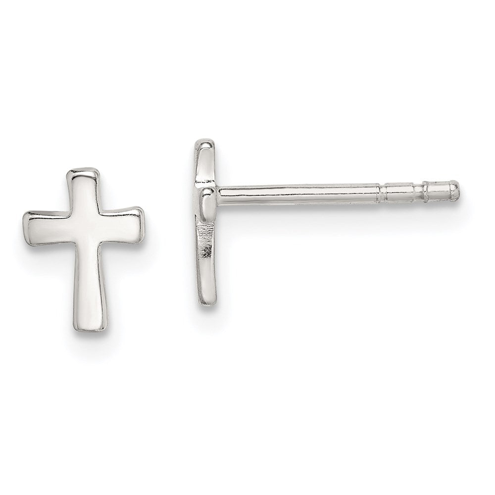 QE1632 Sterling Silver Polished Latin Cross Post Earrings