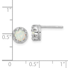 QE16404 Sterling Silver Rhodium-plated Polished Created Opal Post Earrings