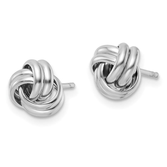 QE16413 Sterling Silver Rhodium-plated Post Polished Love Knot Earrings