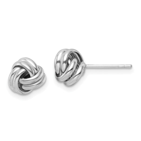 QE16413 Sterling Silver Rhodium-plated Post Polished Love Knot Earrings