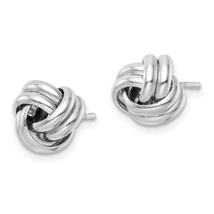 QE16416 Sterling Silver Rhodium-plated Post Love Knot Earrings