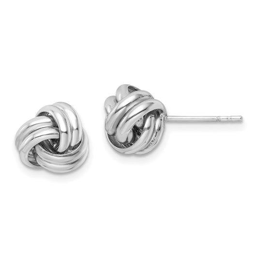 QE16416 Sterling Silver Rhodium-plated Post Love Knot Earrings