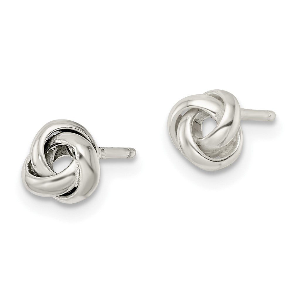 QE16419 Sterling Silver Polished Love Knot Post Earrings