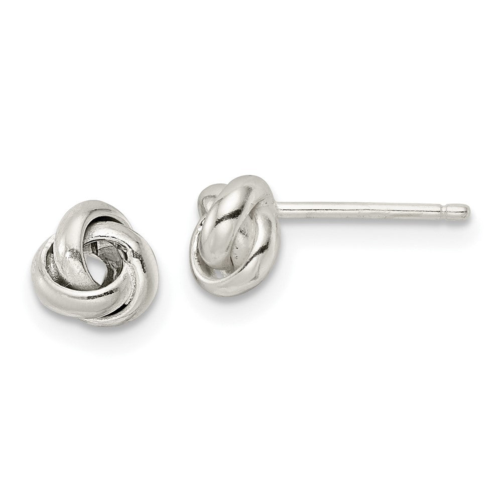 QE16419 Sterling Silver Polished Love Knot Post Earrings