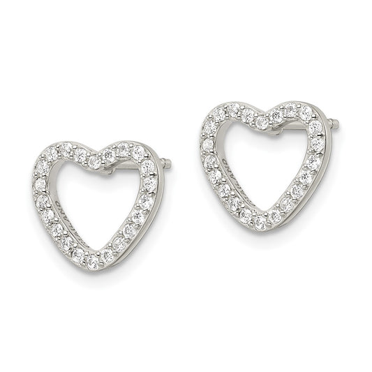 QE16429 Sterling Silver CZ Heart Post Earrings