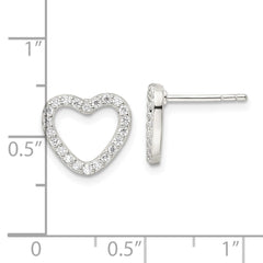 QE16429 Sterling Silver CZ Heart Post Earrings
