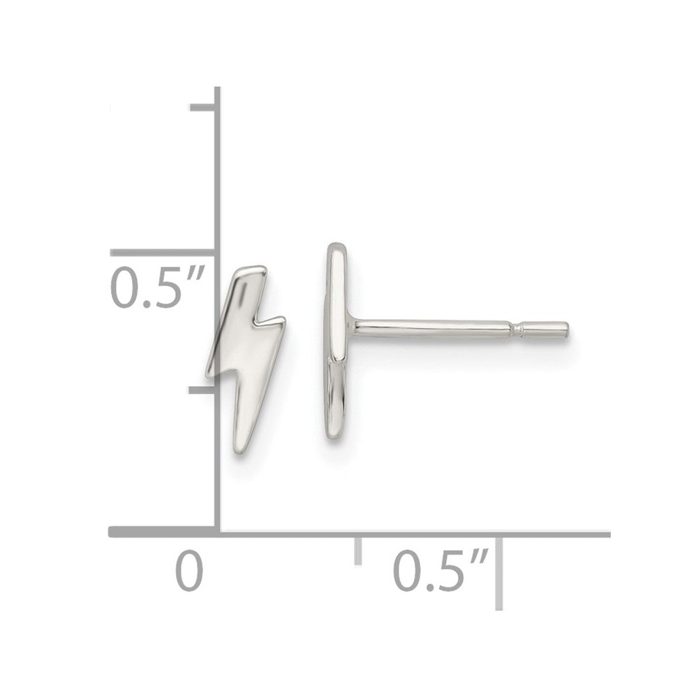 QE16468 Sterling Silver Polished Tiny Lightning Post Earrings
