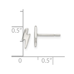 QE16468 Sterling Silver Polished Tiny Lightning Post Earrings