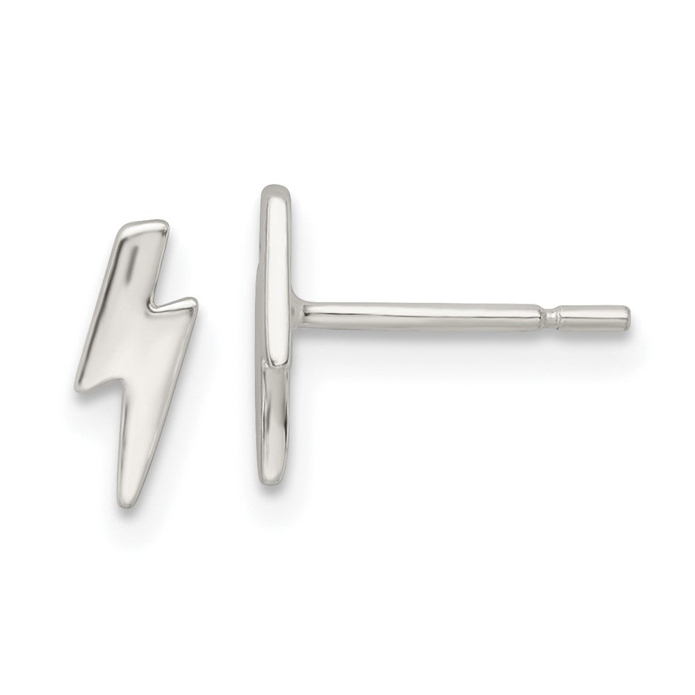 QE16468 Sterling Silver Polished Tiny Lightning Post Earrings