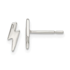 QE16468 Sterling Silver Polished Tiny Lightning Post Earrings