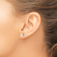 QE16469 Sterling Silver Polished Crescent Moon Post Earrings