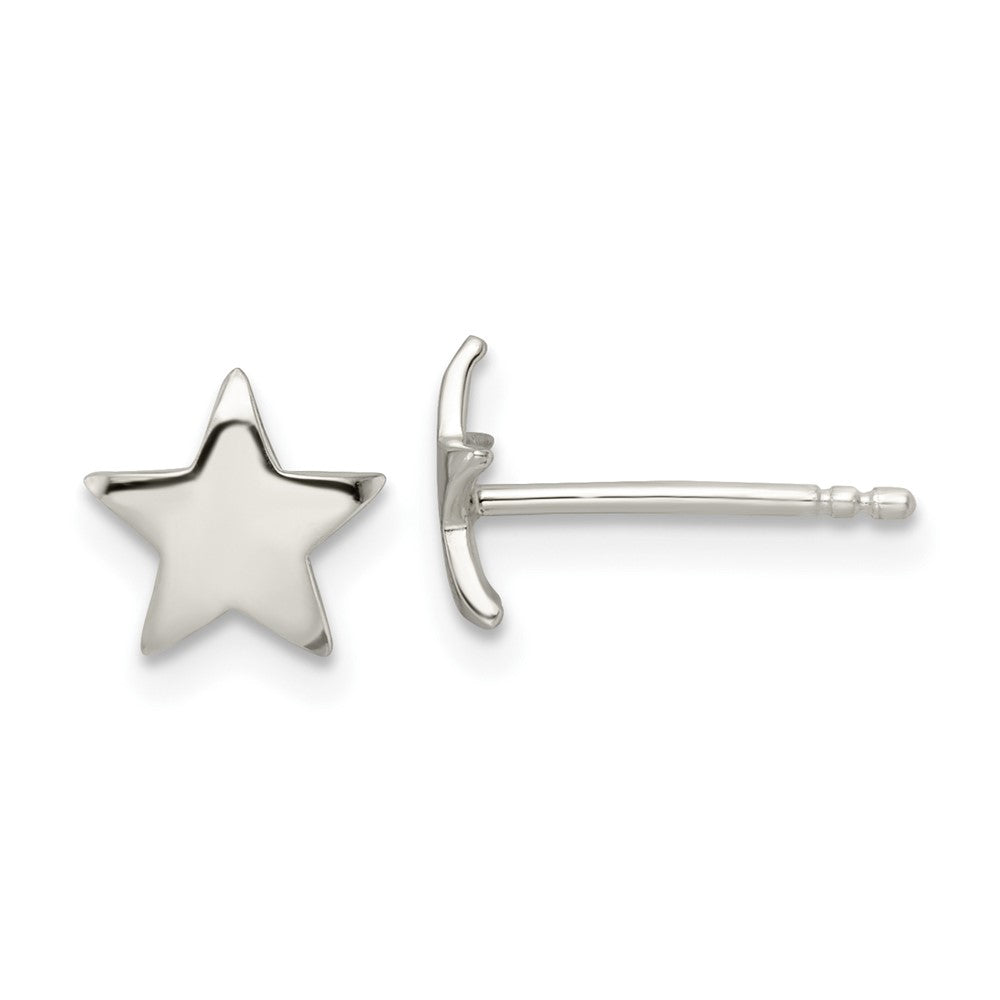QE16473 Sterling Silver Polished Star Post Earrings