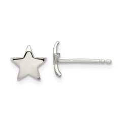 QE16473 Sterling Silver Polished Star Post Earrings