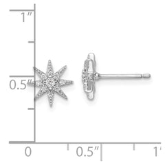 QE16485 Sterling Silver Rhodium-plated Polished CZ Star Post Earrings