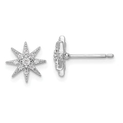 QE16485 Sterling Silver Rhodium-plated Polished CZ Star Post Earrings