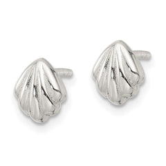 QE16498 Sterling Silver Polished Shell Post Earrings