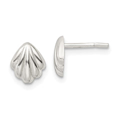QE16498 Sterling Silver Polished Shell Post Earrings