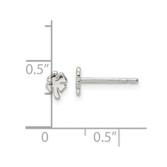 QE16570 Sterling Silver Polished 4 Leaf Clover Post Earrings