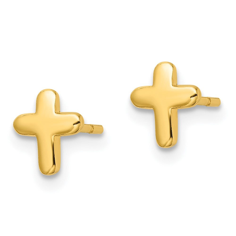 QE16571GP Sterling Silver Gold-tone Polished Cross Post Earrings