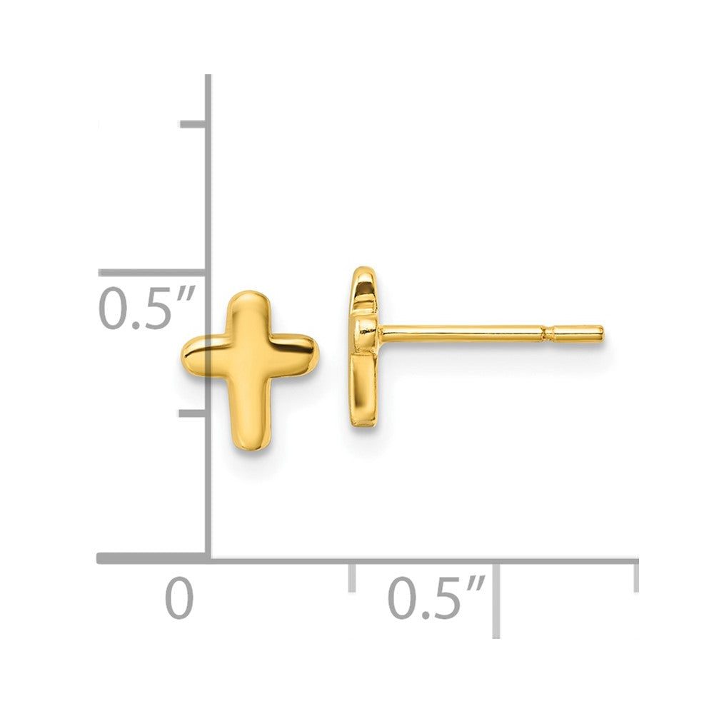 QE16571GP Sterling Silver Gold-tone Polished Cross Post Earrings