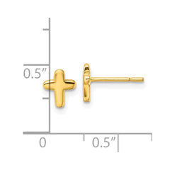 QE16571GP Sterling Silver Gold-tone Polished Cross Post Earrings