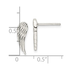 QE16588 Sterling Silver Polished and Textured Wing Post Earrings