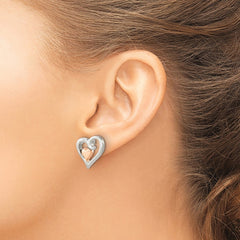 QE16596 Sterling Silver & Rose-tone Open Heart Children's Post Earrings