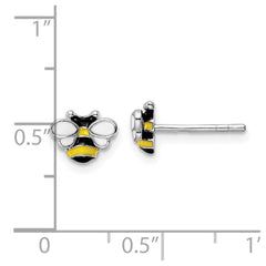 QE16605 Sterling Silver RH-plated Enamel Bumblebee Children's Post Earrings