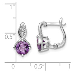 QE16642AM SS Rhod-plated 1.48tw Amethyst/White Topaz Hinged Earrings