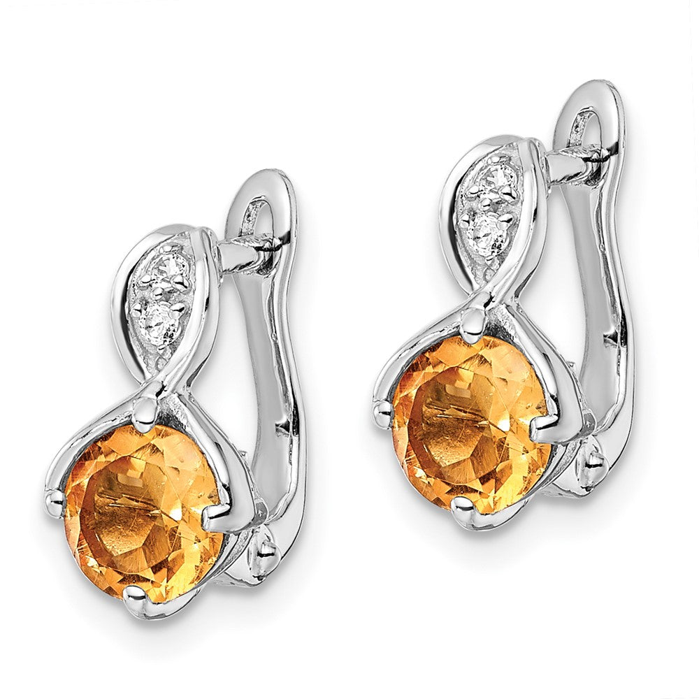 QE16642CI Sterling Silver RH-plated 1.48t.w. Citrine/Wt Topaz Hinged Earrings