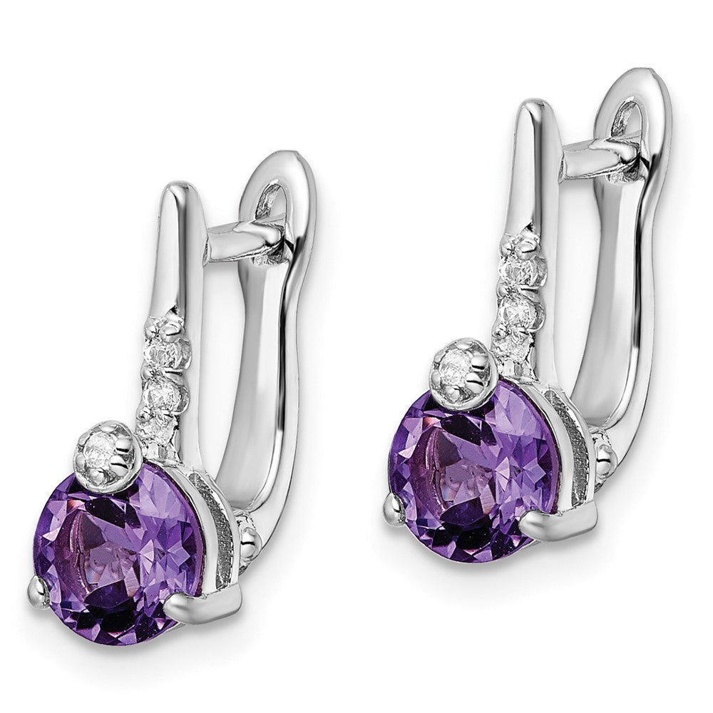 QE16643AM Sterling Silver Rhod-plat 1.49AM/WhiteTopaz Circle Hinged Earring