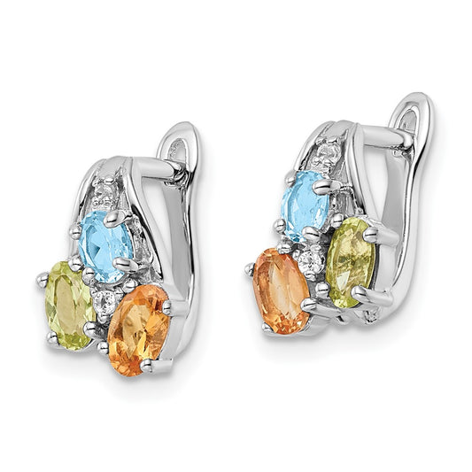 QE16647RB Sterling Silver RH-plated 1.50t.w. PE/CI/LSBT/WT Hinged Earrings