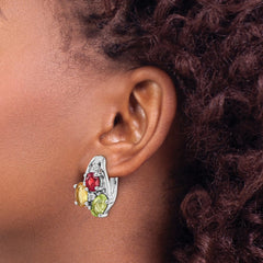 QE16648RB Sterling Silver RH-plated 1.48t.w. PE/CI/GA/WT Hinged Earrings