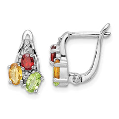 QE16648RB Sterling Silver RH-plated 1.48t.w. PE/CI/GA/WT Hinged Earrings