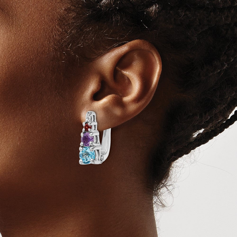 QE16649RB Sterling Silver RH-plated .93t.w. LSBT/AM/GA/WT Hinged Earrings