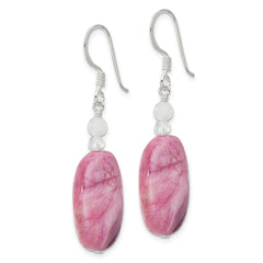 QE16658 Sterling Silver Pink Agate, Pink Quartz and Crystal Earrings