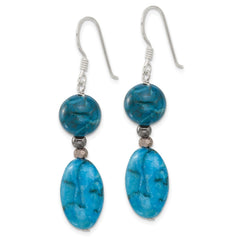 QE16679 Sterling Silver Hematite, Howlite, Jasper, Crystal Earrings